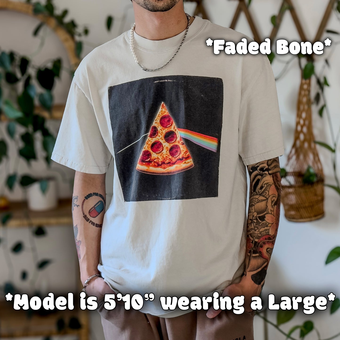 "Dark Side of the Slice" Premium Oversized faded t-shirt - Tower Pizza Gift Shop