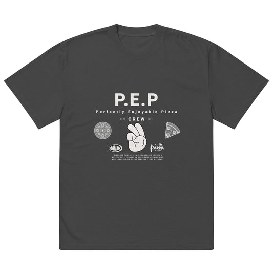 "P.E.P." Premium Oversized faded t-shirt - Tower Pizza Gift Shop