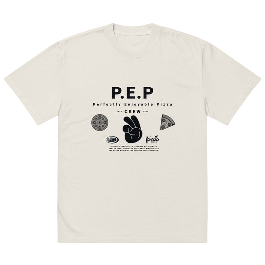 "P.E.P. Light" Premium Oversized faded t-shirt - Tower Pizza Gift Shop