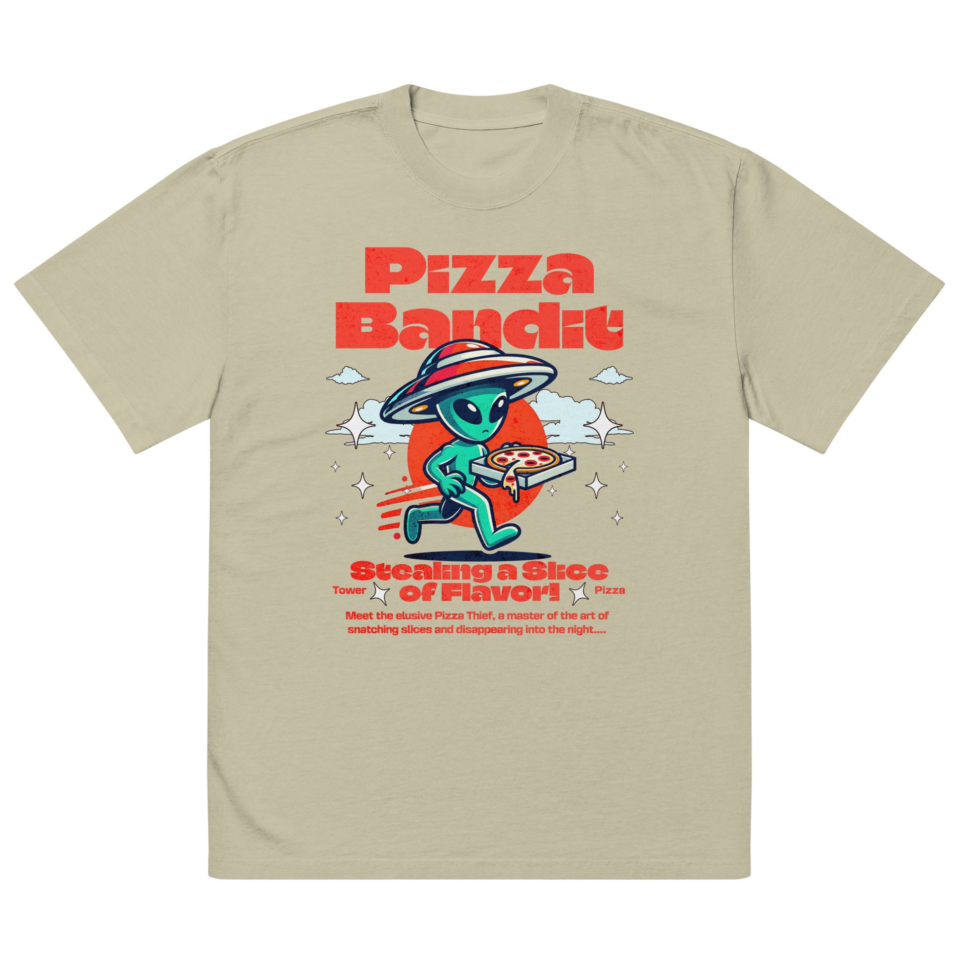 Pizza Bandit Premium Oversized faded t-shirt - Tower Pizza Gift Shop